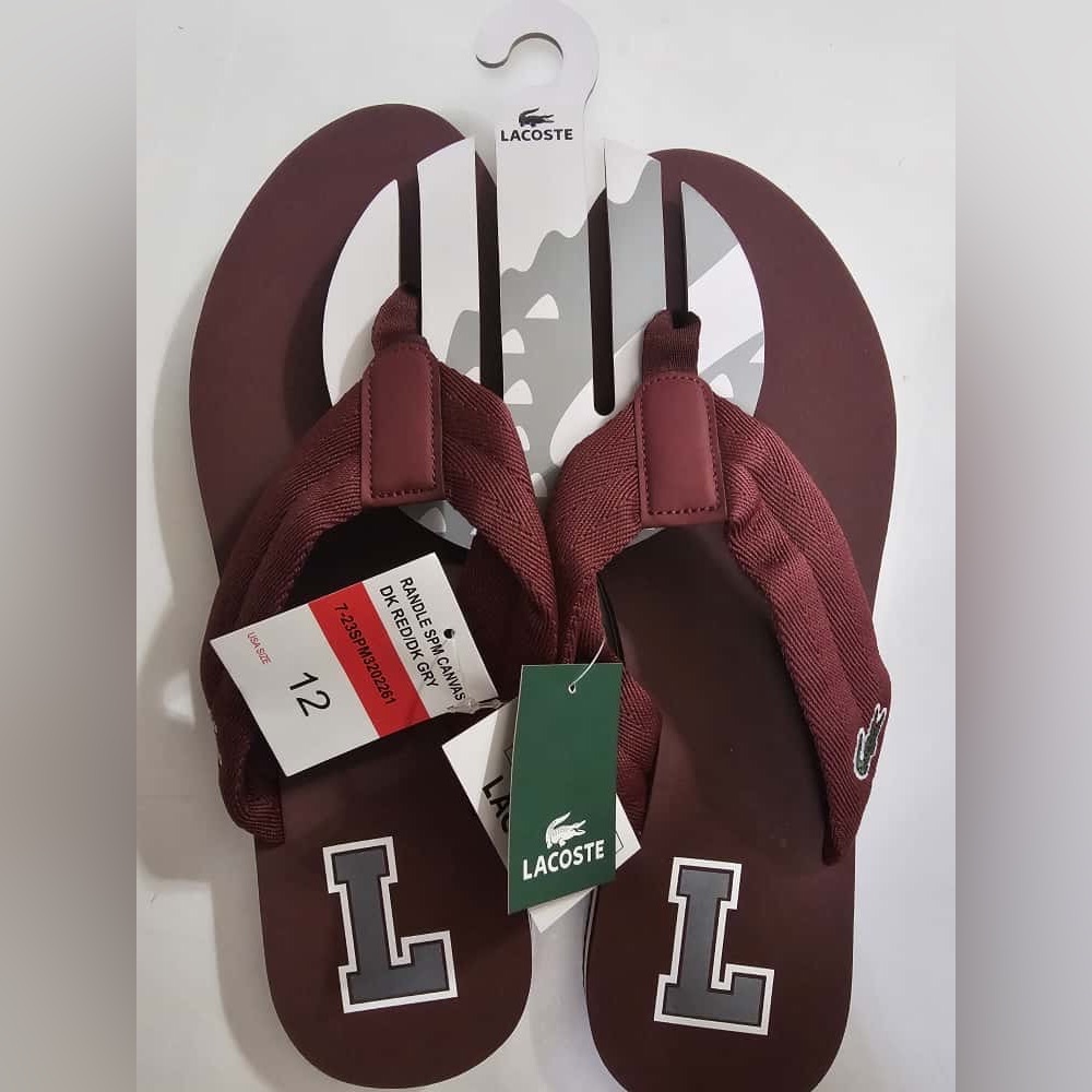 Lacoste Men's Dark Red Flip Flops